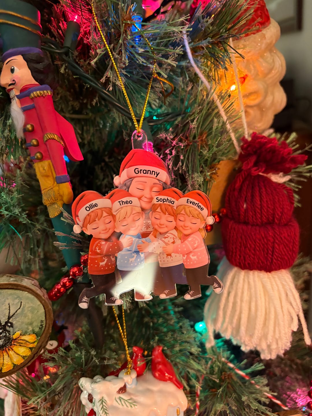 Customer photo review of Grandma Hugging Grandkids - Personalized Acrylic Ornament - Heartwarming Christmas Gift for Grandma, Grandkids