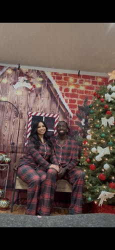 Customer photo review of Couple Plaid Button-Front Pajamas Sets