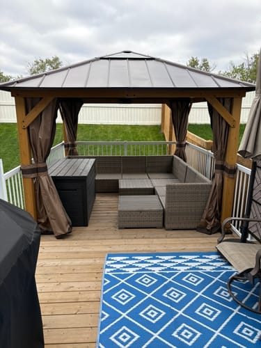 Customer photo review of SUNJOY Replacement Curtains for 11 ft. ×11 ft. Wood-Framed Gazebos