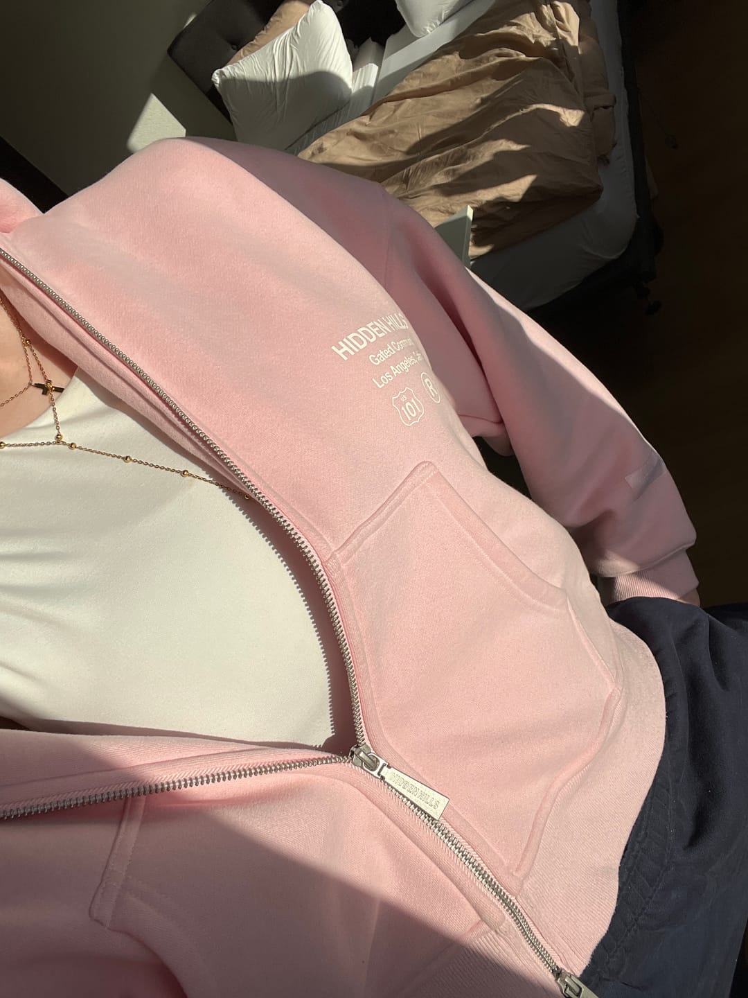 Customer photo review of LABEL ZIP HOODIE LIGHT PINK