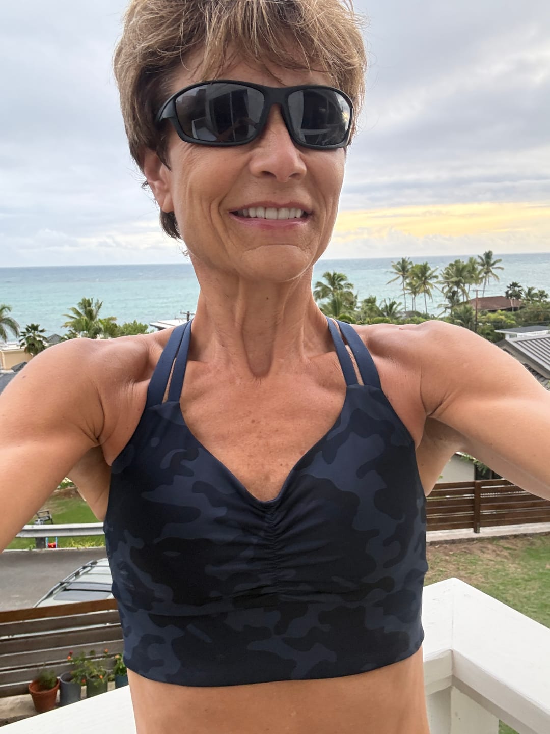 Customer photo review of Double Down Bra – Looker (Navy Camo)