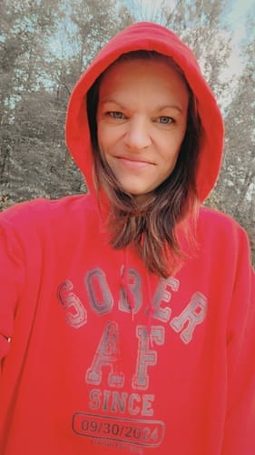Customer photo review of Recovery Hoodie | Sober AF Since Unisex Hoodie with Custom Sobriety Date