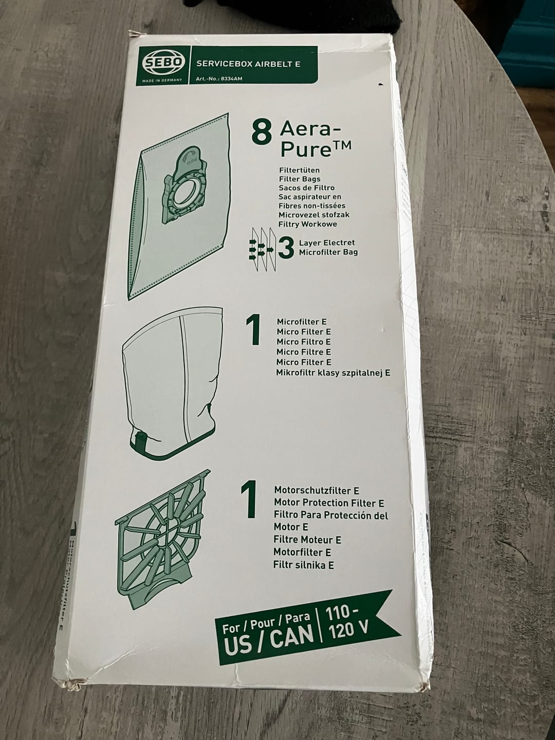 Customer photo review of Sebo E-Series Service Box (Bags + 2 Filters)
