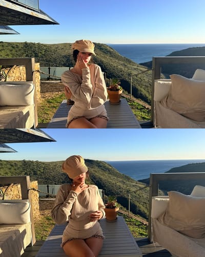 Customer photo review of Rase le sol Draped Sculptural Knit Top with Corset Waist and Cutout Back