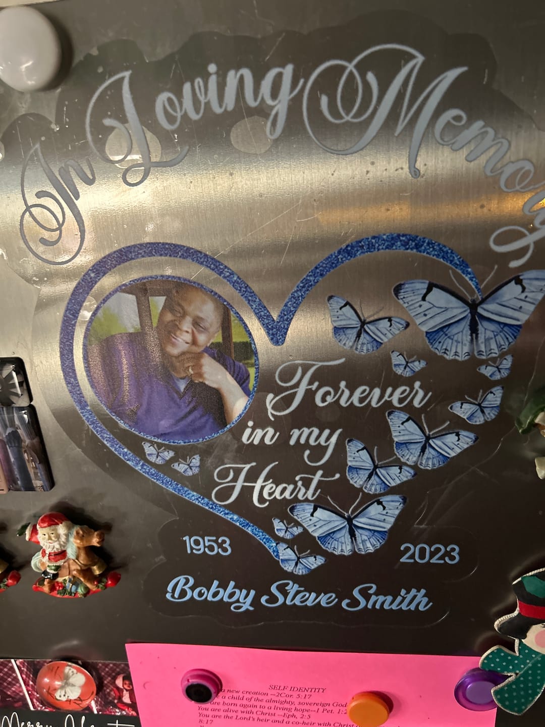 Customer photo review of In Loving Memory Sparkling Heart Memorial Butterflies Personalized Decal