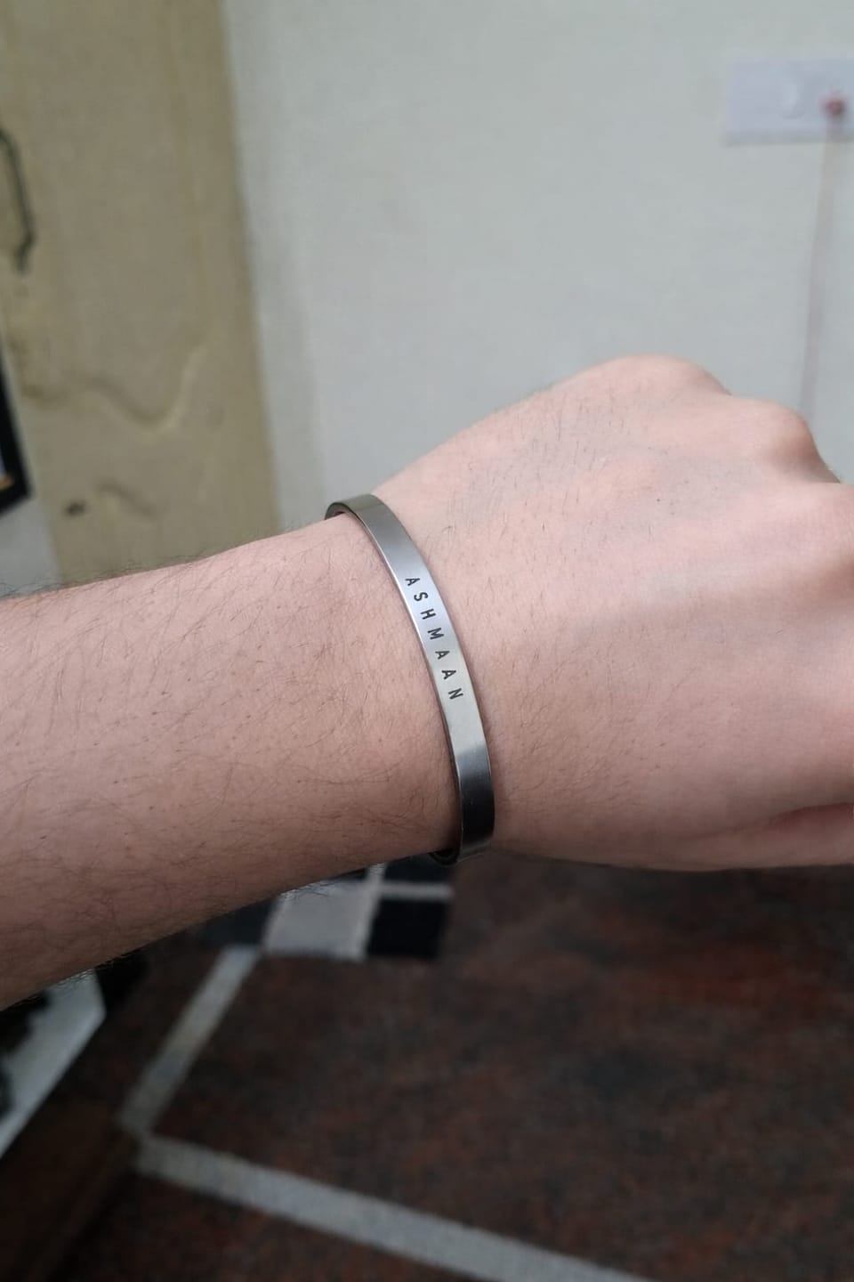 Customer photo review of Personalised Silver Kada
