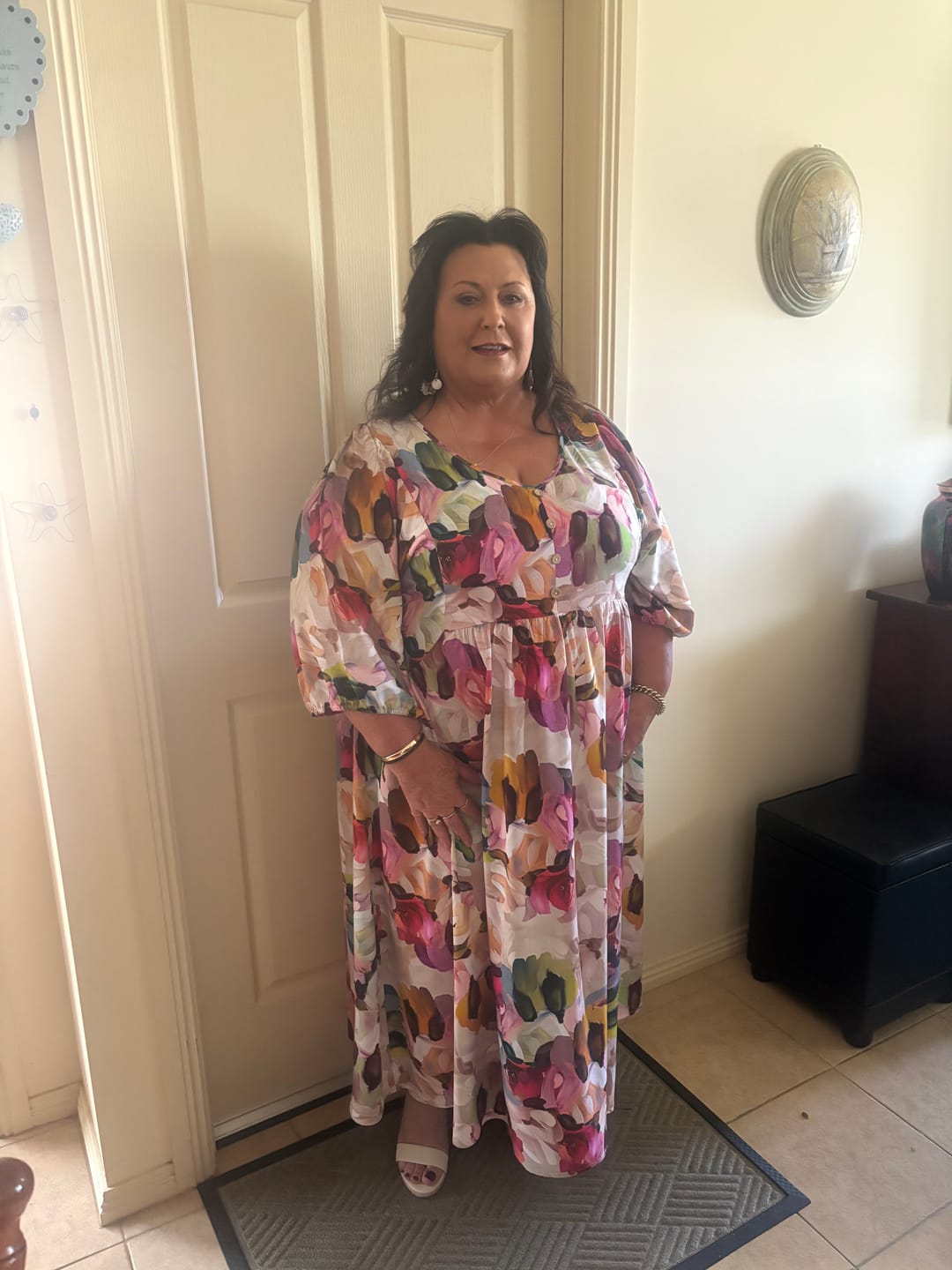 Customer photo review of Simona Midi Dress in Pink Multi