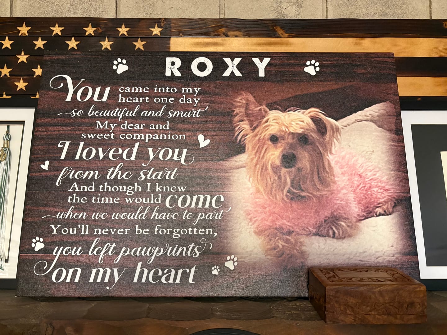 Customer photo review of Personalized Dog Memorial Gifts - Personalized Canvas Prints - You Left Pawprints On My Heart, Memorial Pet, Loss Of Dog Lover Gifts