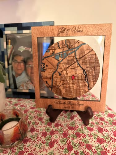Customer photo review of Where It All Began 3D Wooden Location/City Map