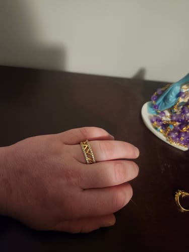 Customer photo review of Bible Acronym God Is Greater Than Highs And Lows Statement Ring