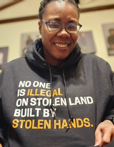 Customer photo review of Stolen Land Hoodie