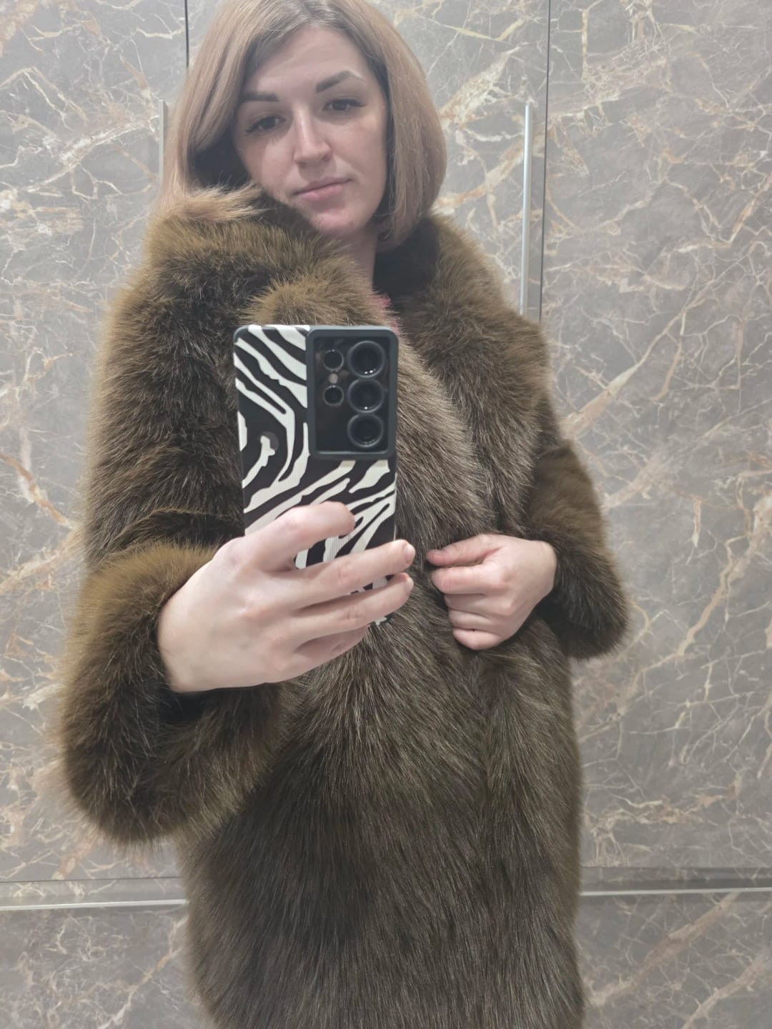 Customer photo review of Lena Oversized Faux Fur Coat