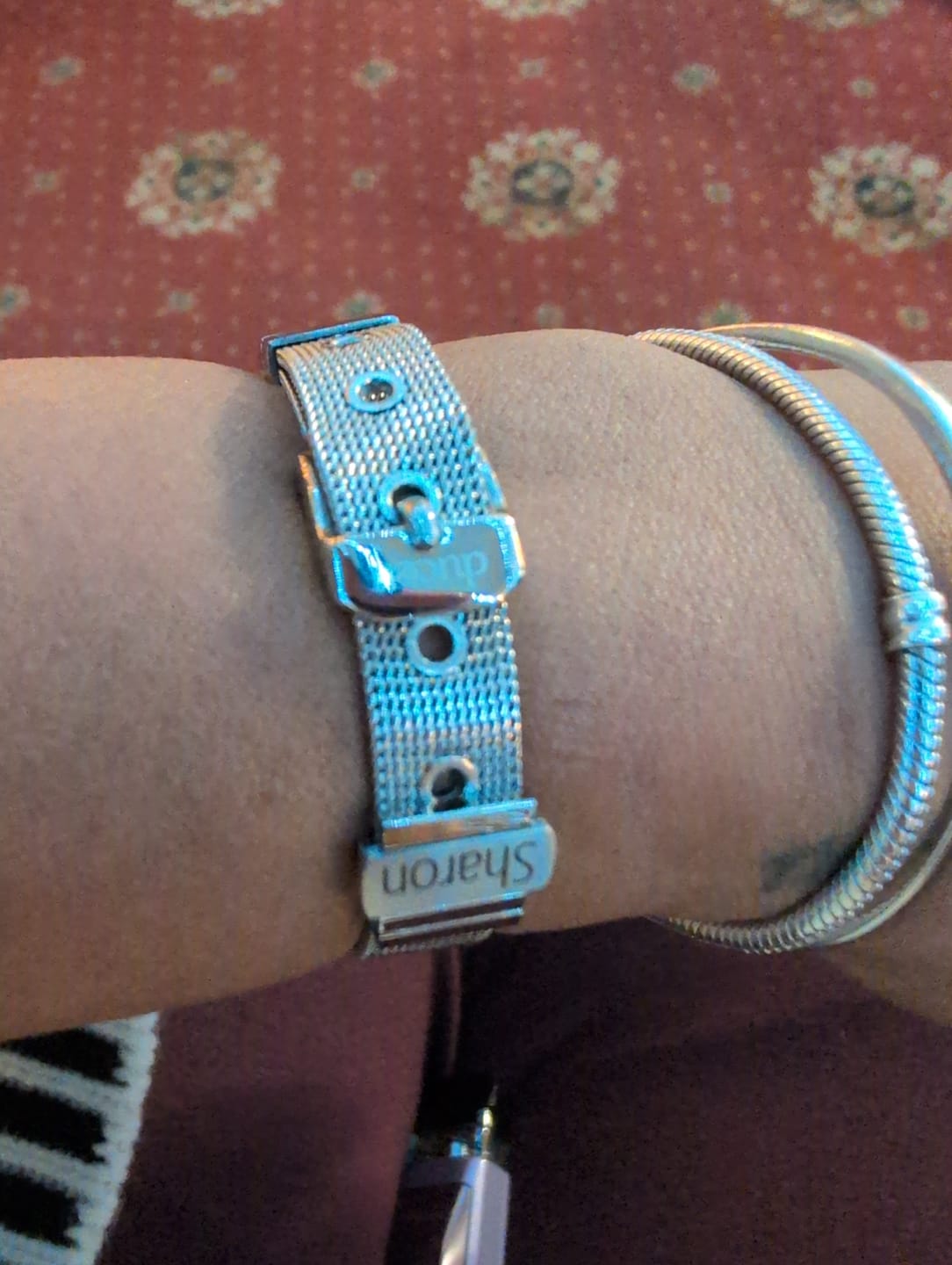 Customer photo review of Mesh charm name silver