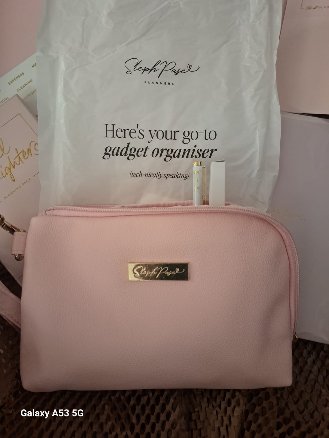 Customer photo review of Tech Pouch - Multipurpose Organiser - Blush