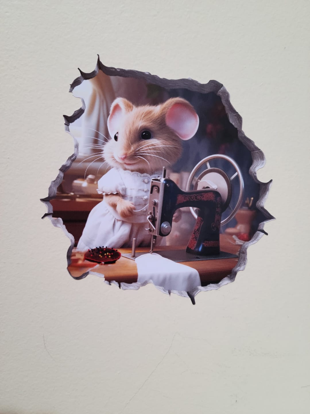 Customer photo review of Seamstress Mouse in Mouse Hole Decal