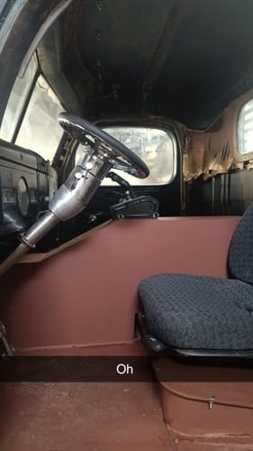 Customer's Manual Valve Body Switched Shifter installed in the cab of a vintage 1944 Dodge truck.