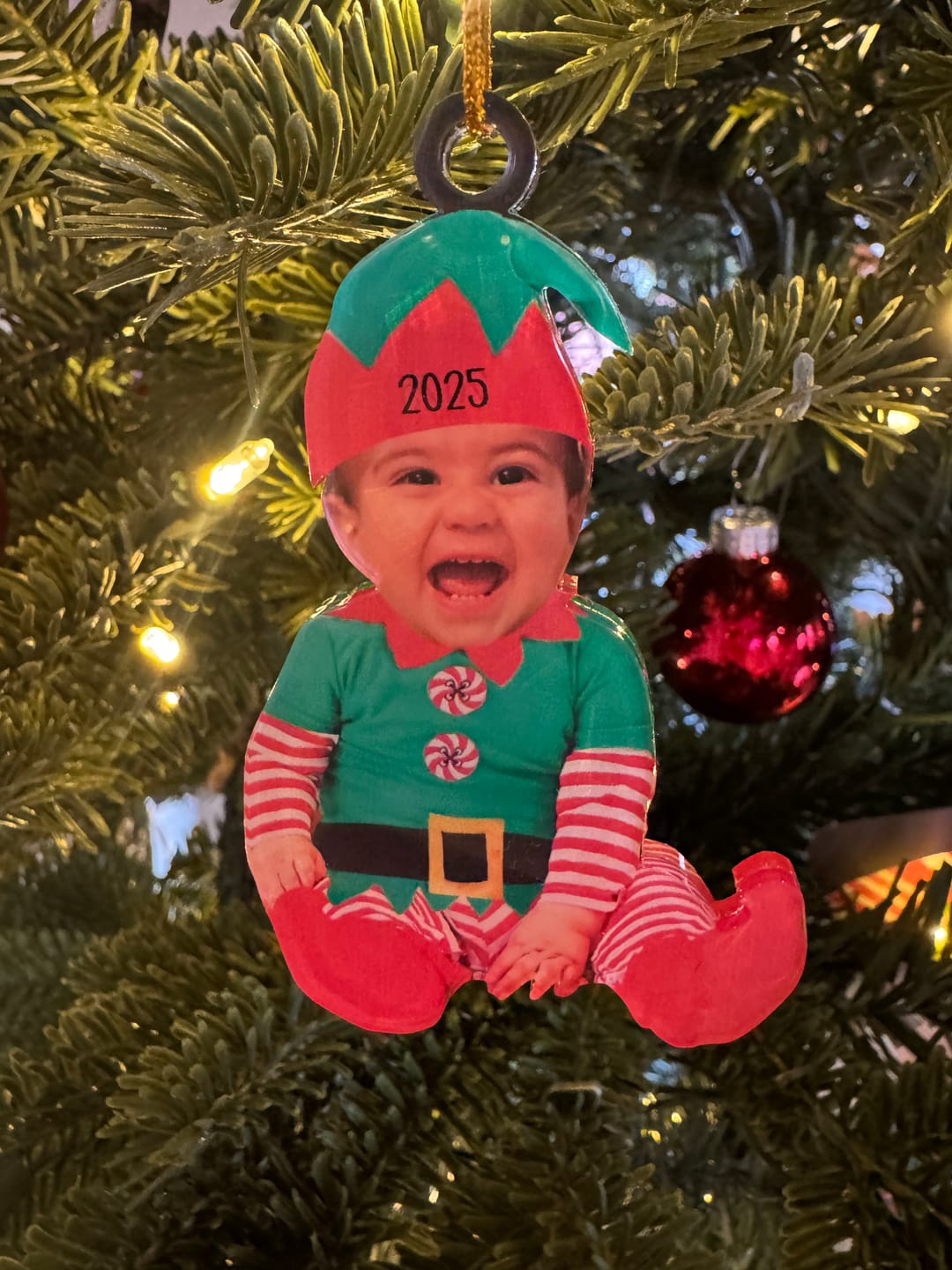 Customer photo review of Adorable Newborn Baby Elf - Personalized Babys Photo Christmas Ornament