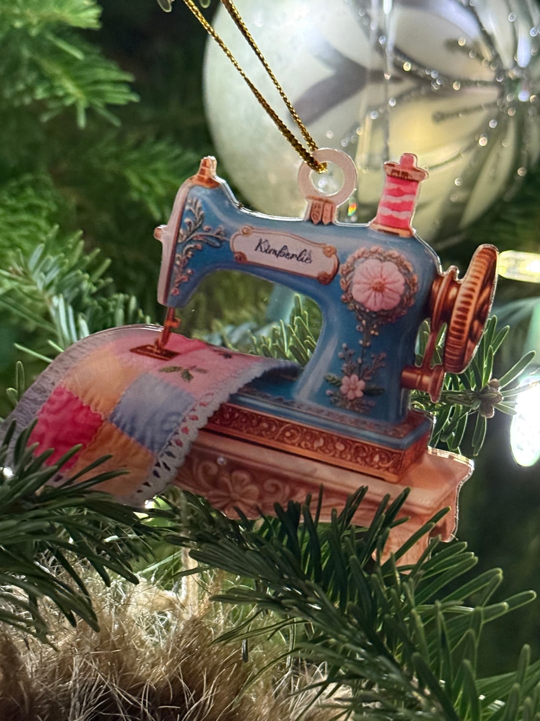 Customer photo review of Sewing Machine Quilter Personalized Christmas Acrylic Ornament - Seamstress Gift