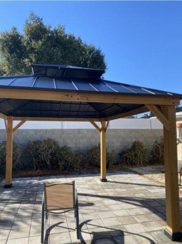 Customer photo review of SUNJOY 11x11 Wooden Frame Patio Hardtop Gazebo with Ceiling Hook - Upgrade Natural Cedar