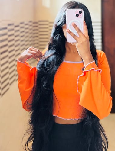 Customer photo review of Orange Sorbet Crop Top