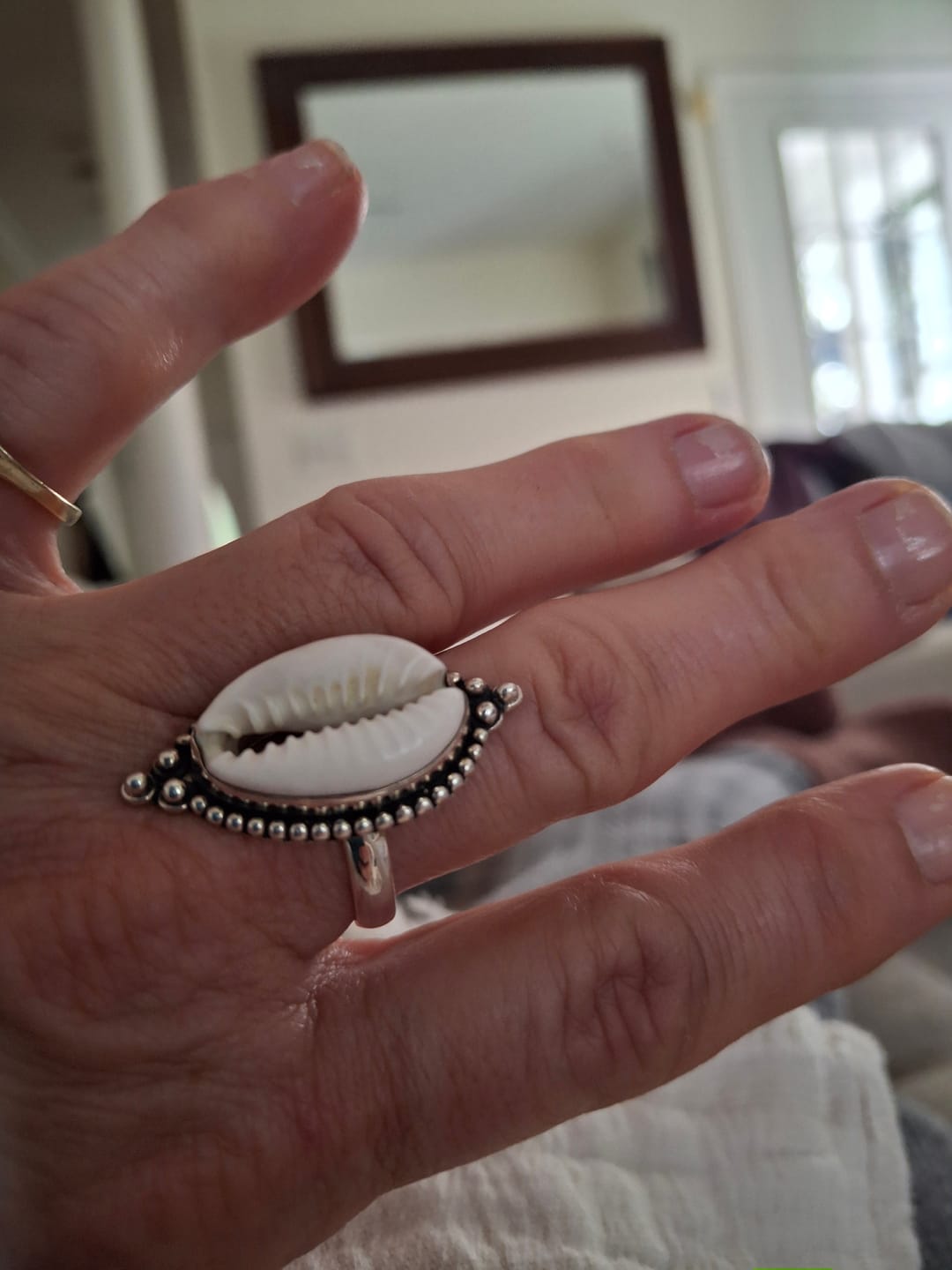 Customer photo review of Cowrie Shell Boho Ring Sterling Silver