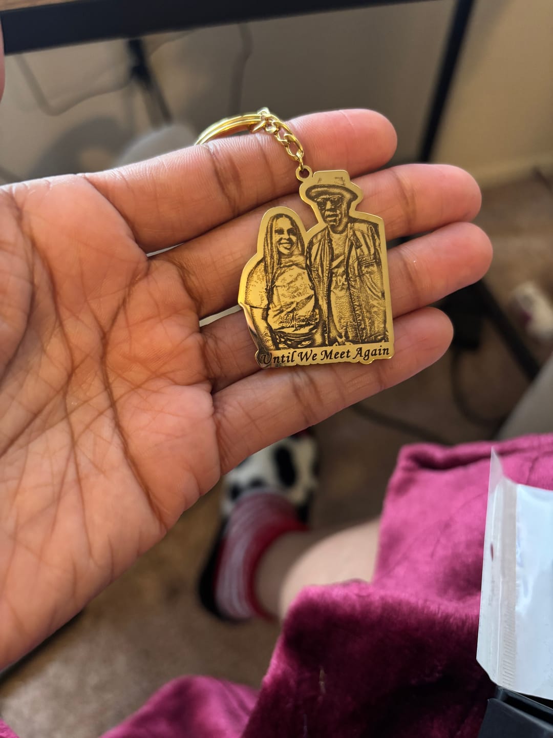 Customer photo review of Custom Photo Engraved Keychain