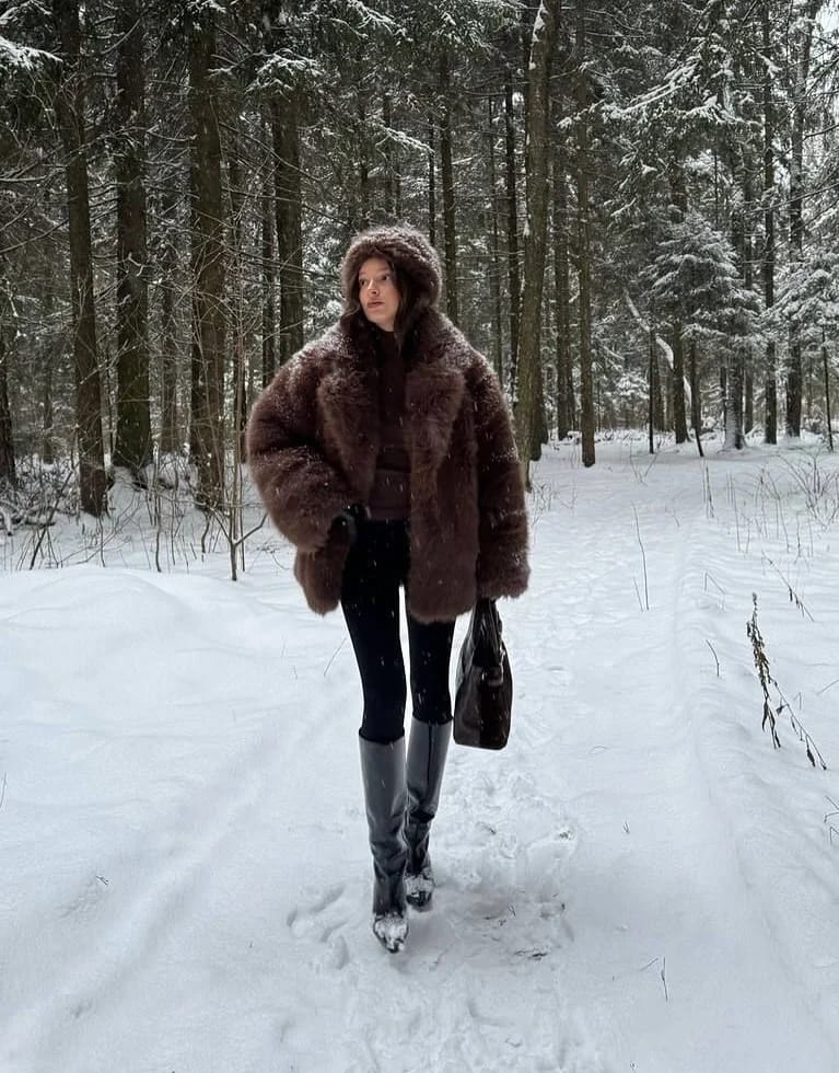 Customer photo review of Lena Oversized Faux Fur Coat