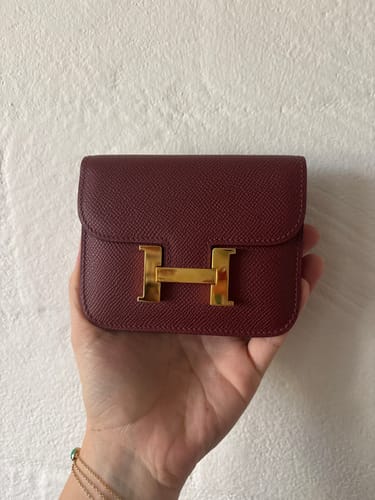 Customer photo review of HM CONSTANCE 18 DARK RED EPSOM GOLD HARDWARE