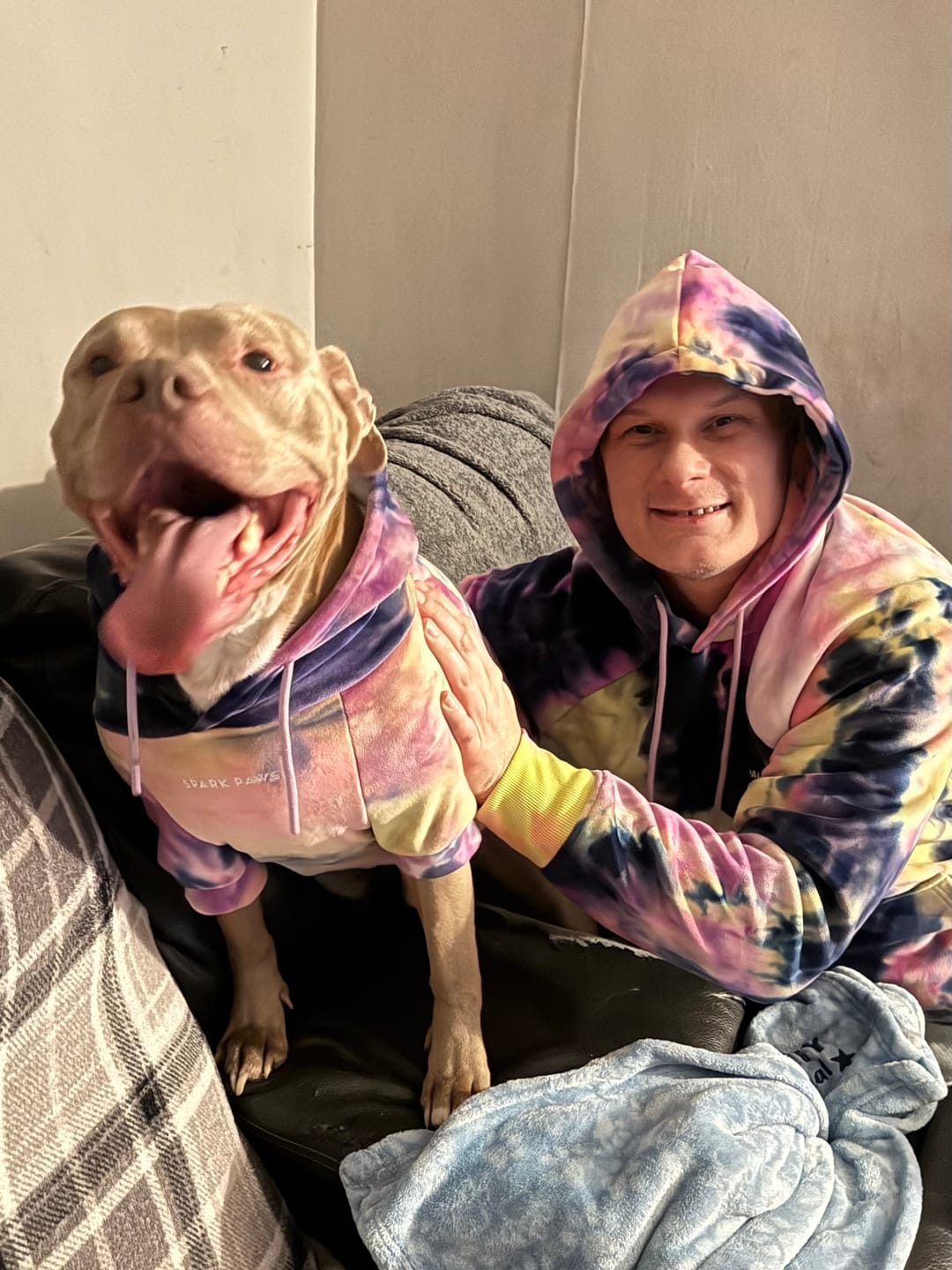 Customer photo review of Velvet Dog Hoodie - Berry Lemonade