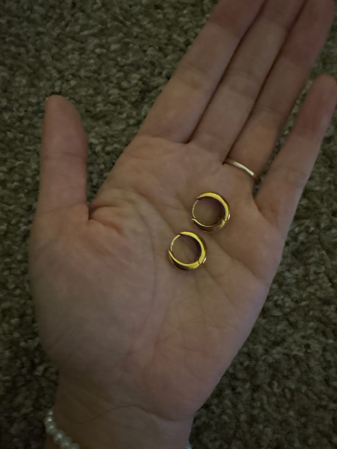 Customer photo review of Audrey Gold Hoop Earrings
