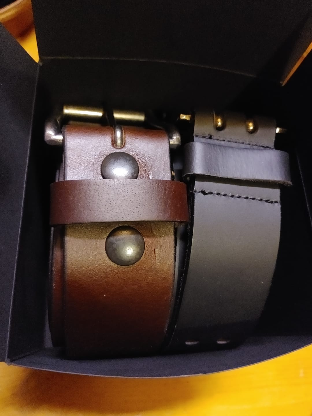 Customer photo review of Black Double Hole Full Grain Leather Belt