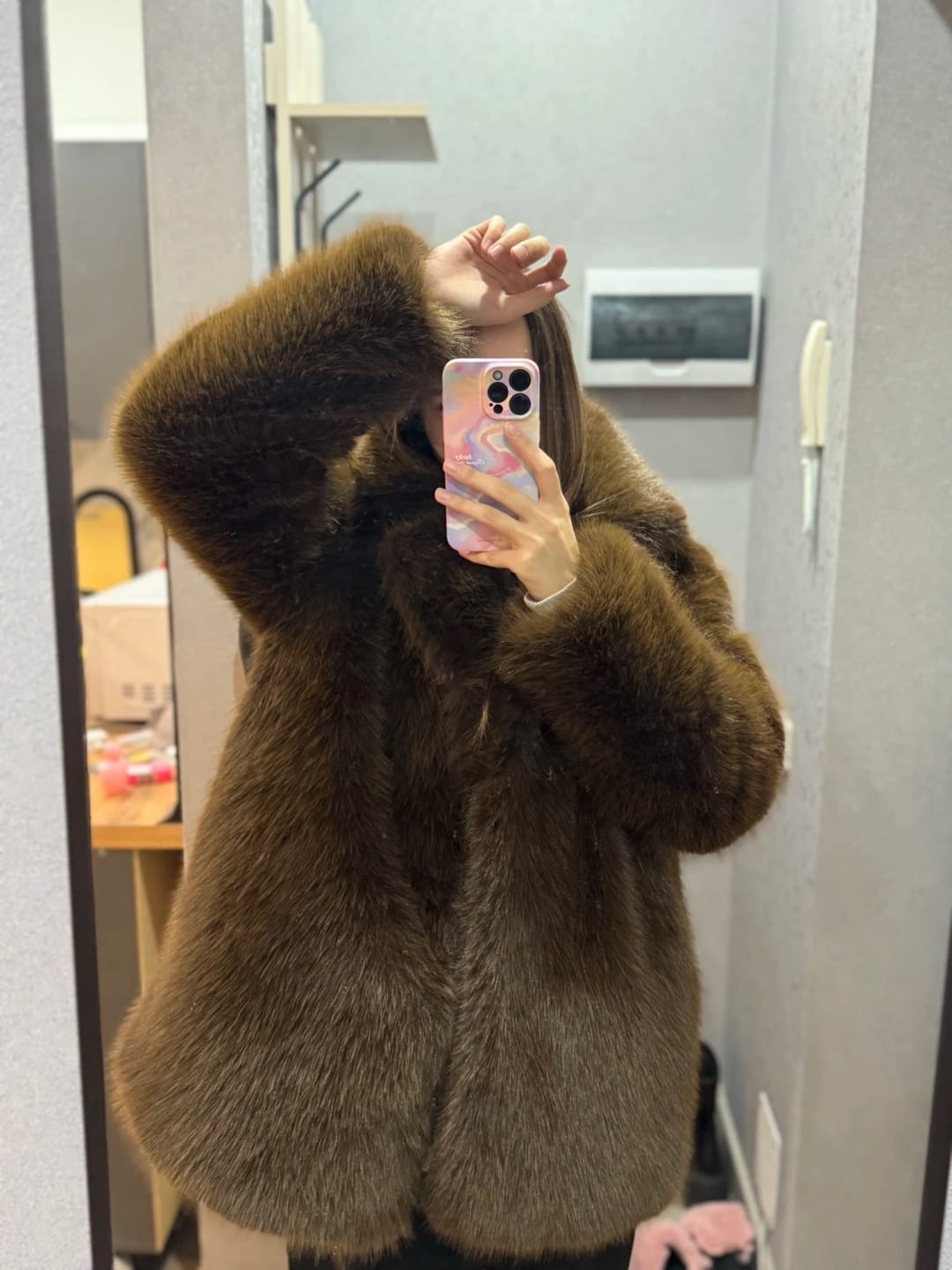 Customer photo review of Lena Oversized Faux Fur Coat