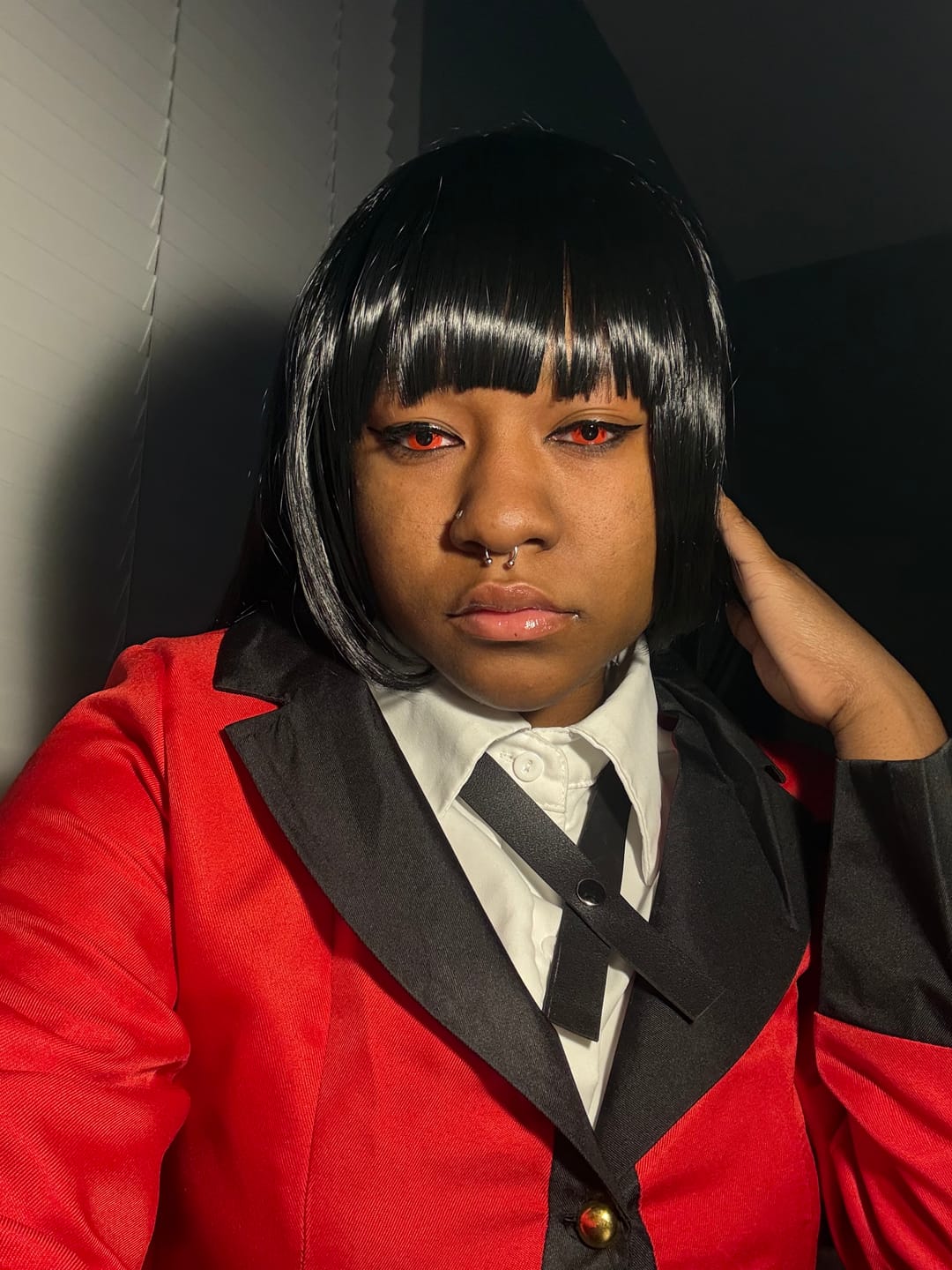 Customer photo review of Halloween Redout Prescription Colored Contact Lenses
