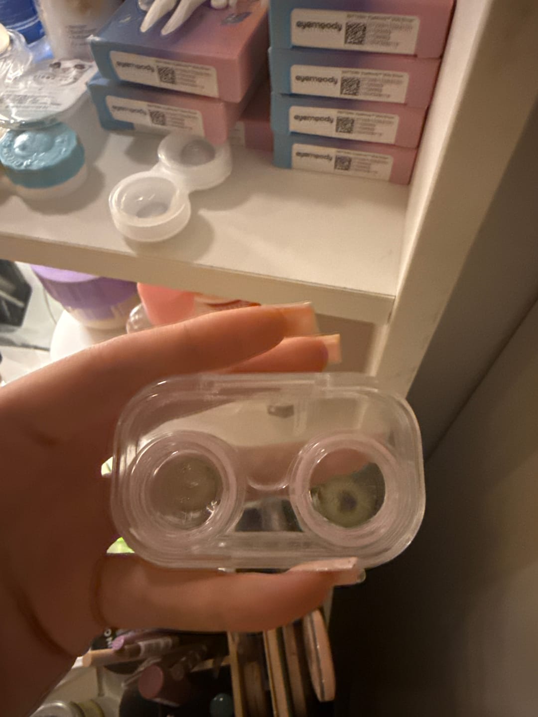 Customer photo review of Clear Cartoon Pattern Contact Lens Case