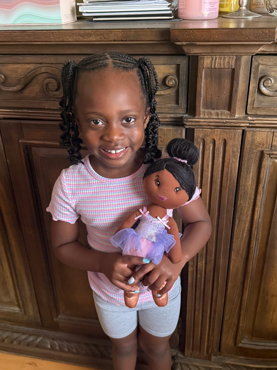 Customer photo review of Beautiful Curly Me Binta Scientist 14 inch Plush Doll
