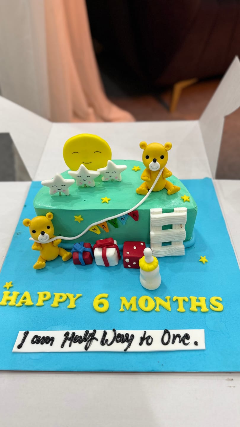 Customer photo review of Teddy 6 Months Cake