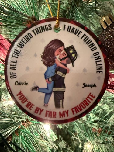 Customer photo review of Couple Portrait, Firefighter, Nurse, Police Officer, Teacher, Military, EMS Gifts by Occupation Personalized Ceramic Ornament