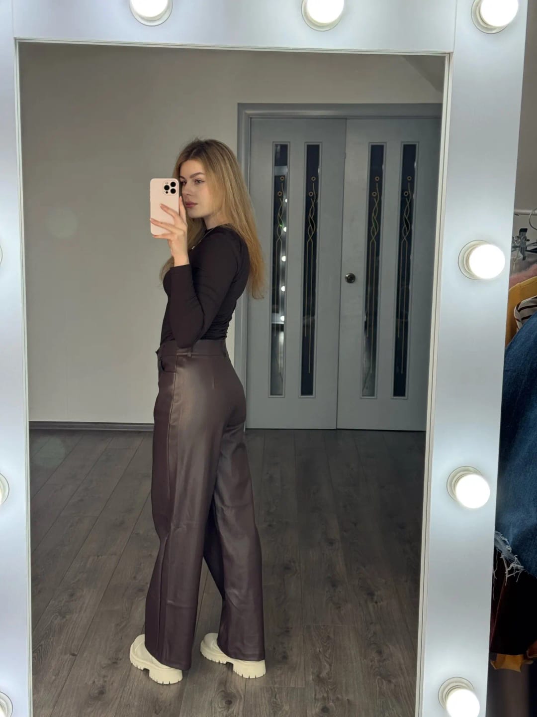 Customer photo review of Adriana Classic Leather Pants