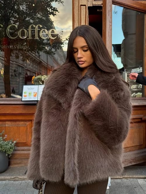 Customer photo review of Lena Oversized Faux Fur Coat