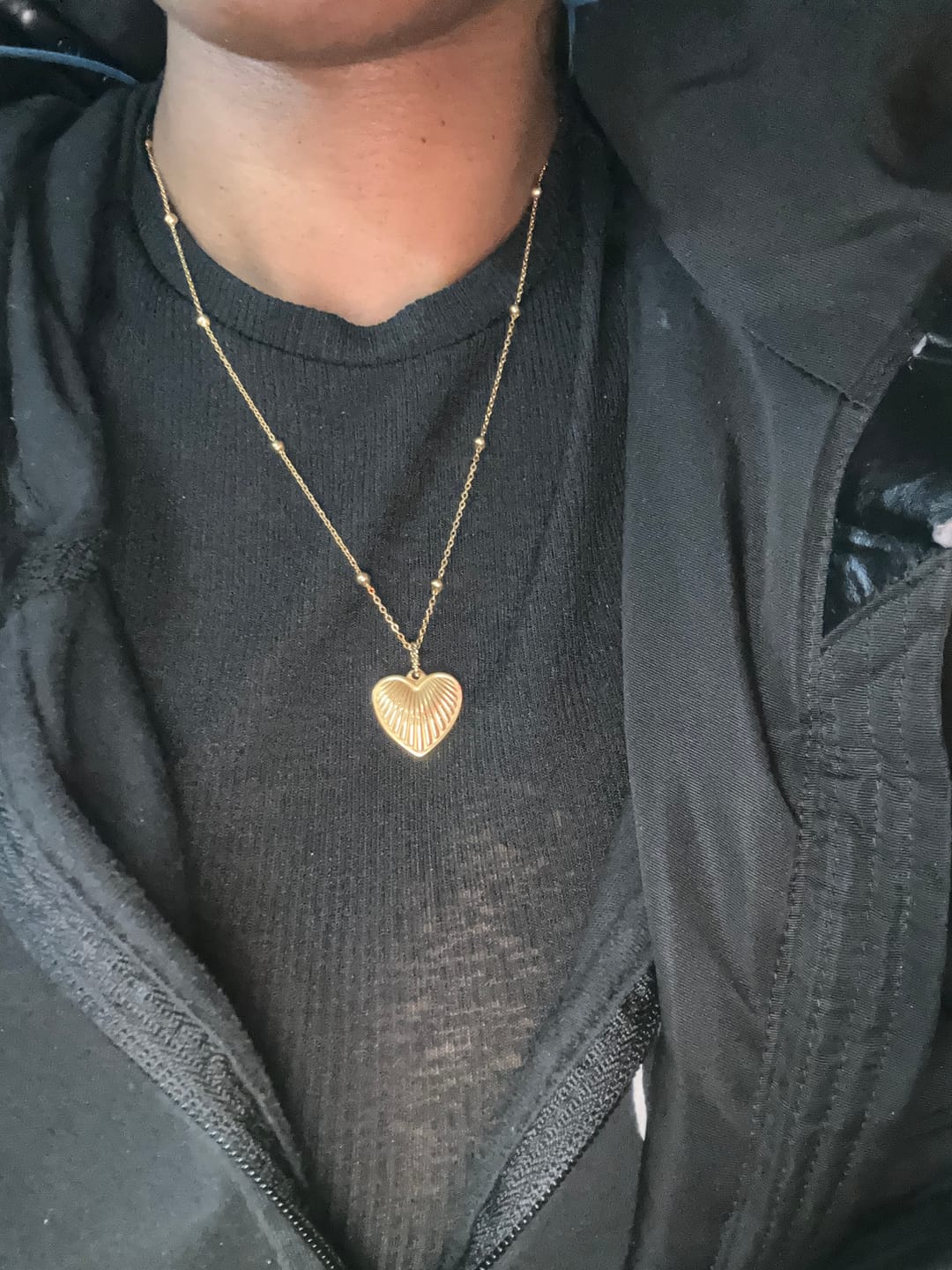 Customer photo review of Heart Pendant Necklace w/ Satellite Chain