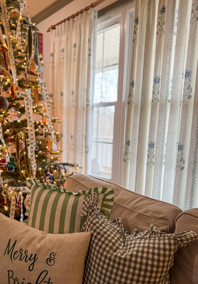 Customer photo review of Pattern Linen Pinch Pleated Curtains– Charming Floral & Vine Print, Light-Filtering for Living Room & Bedroom (Lily)