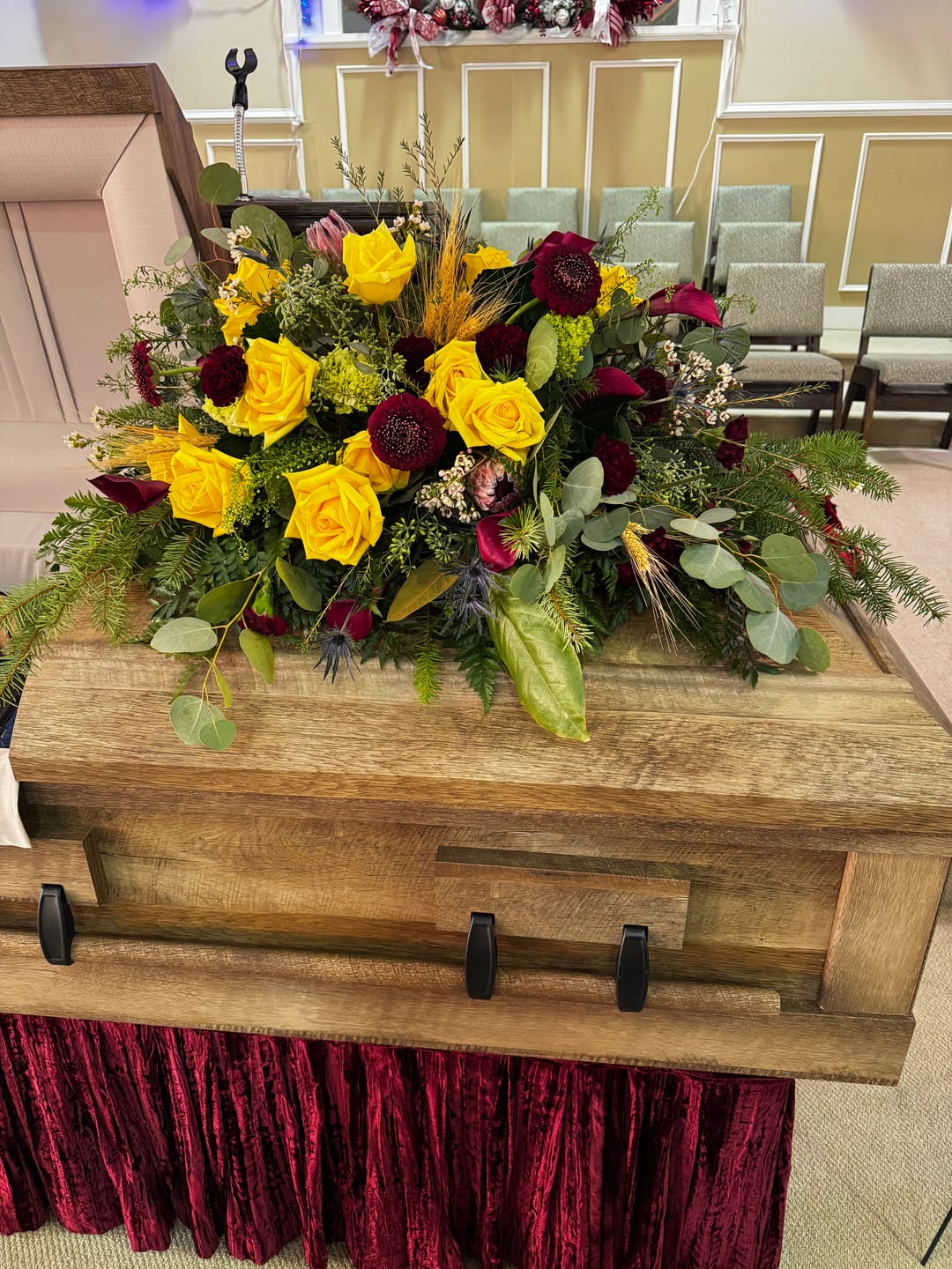 Customer photo review of Sympathy Casket Floral Spray