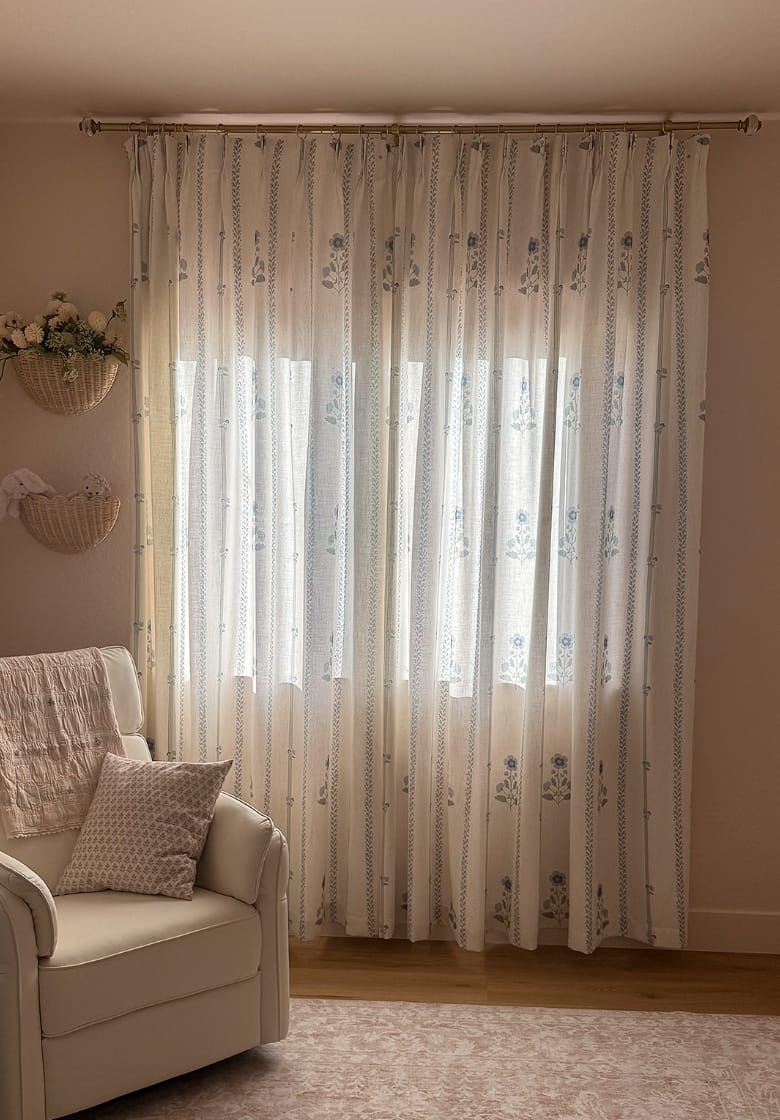 Customer photo review of Pattern Linen Pinch Pleated Curtains– Charming Floral & Vine Print, Light-Filtering for Living Room & Bedroom (Lily)