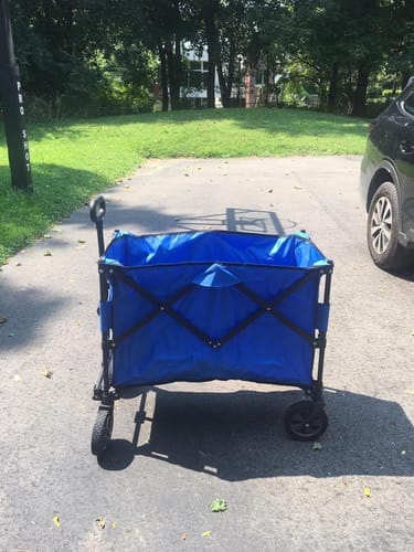 Customer photo review of SUNJOY Collapsible Folding Wagon Cart with 255L Oversized Capacity and Big Wheels
