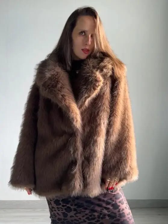 Customer photo review of Lena Oversized Faux Fur Coat