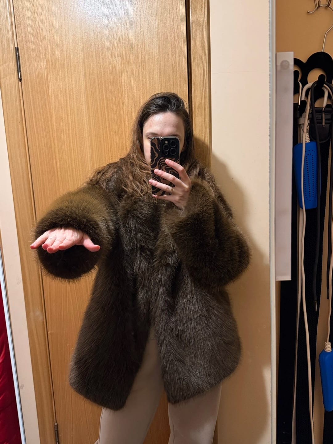 Customer photo review of Lena Oversized Faux Fur Coat