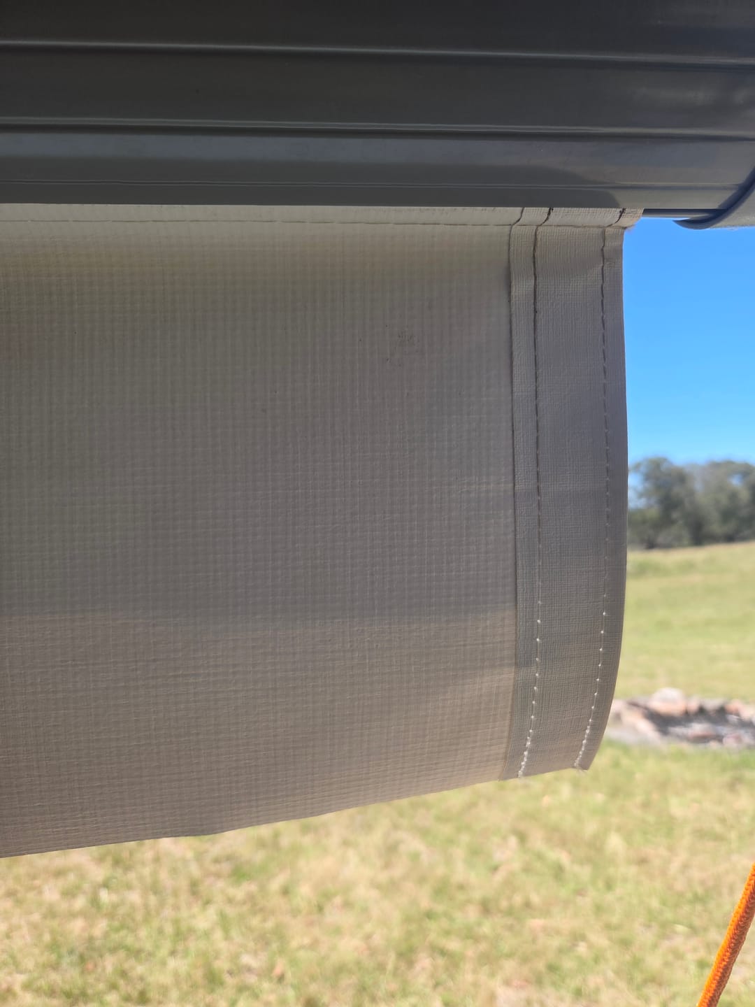 Customer photo review of Awning Replacement Vinyl - Black Fade WA1001 White Flap