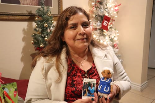 Customer photo review of Dolly® Personalized Crochet Doll with Photo Card