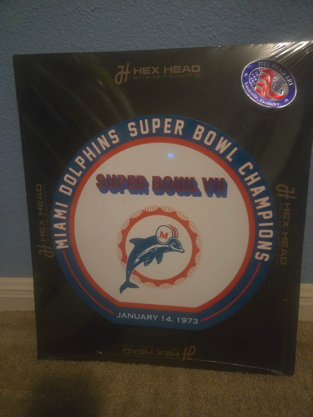 Customer photo review of VARSITY Collection- SINGLE Layer Miami Dolphins Super Bowl "VII" Metal Wall Art