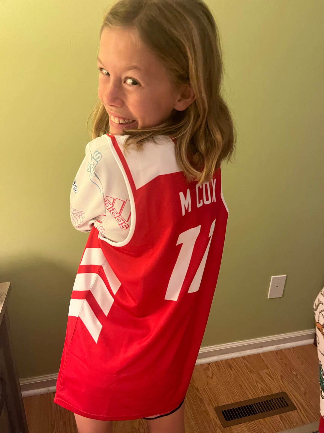 Customer photo review of Custom Red White Reversible Double Side Tops Basketball Jersey